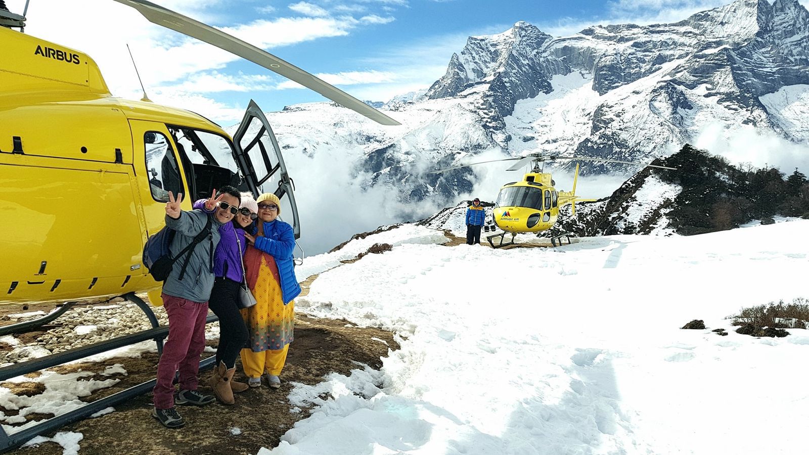 a yellow helicopter used for high-altitude operations in the Himalayas.